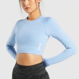 Powder blue: Adapt Marl Seamless Long Sleeve Crop Top size M